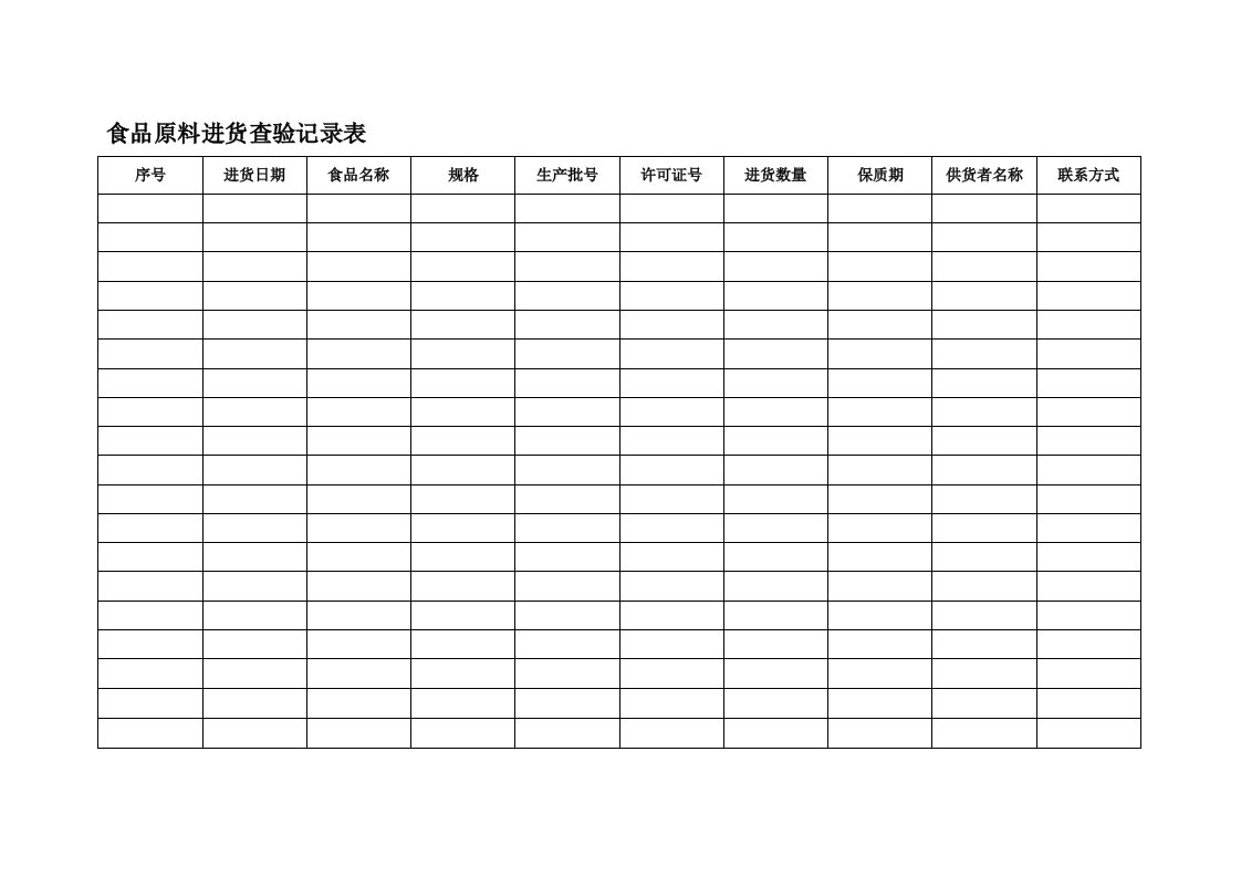 食品原料进货查验记录表(1)