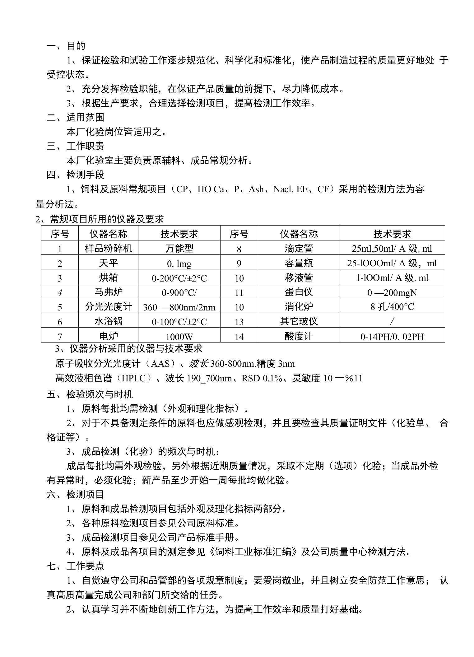 饲料有限公司化验员作业指导