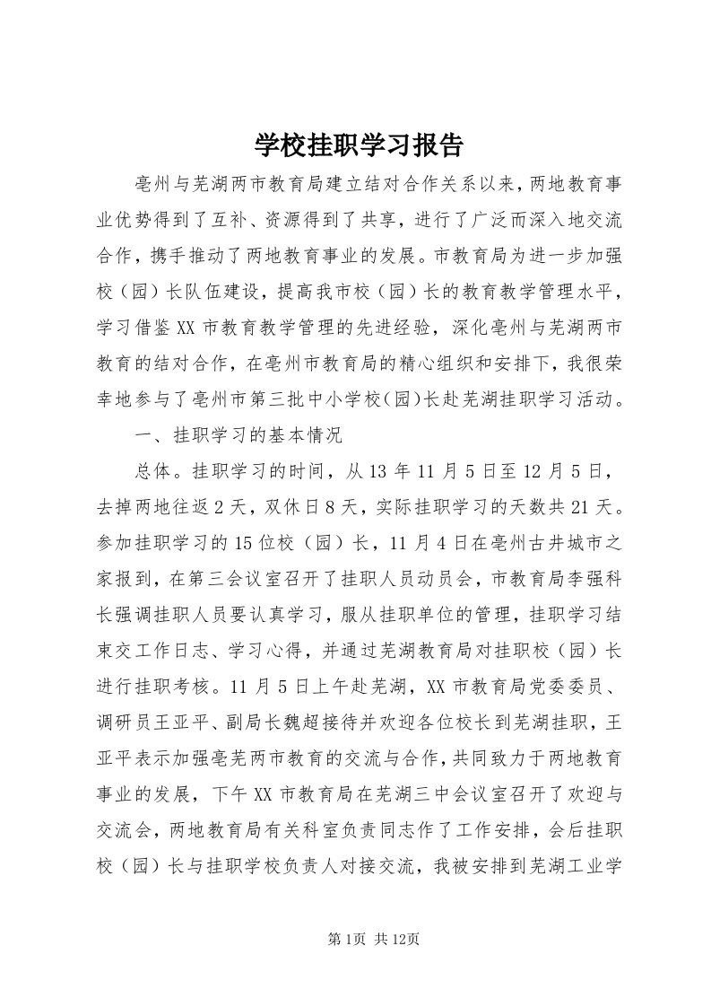 7学校挂职学习报告