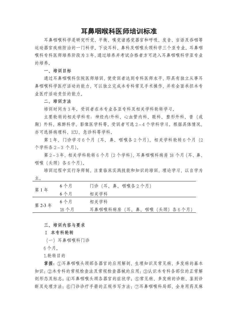 9耳鼻咽喉科医师培训标准