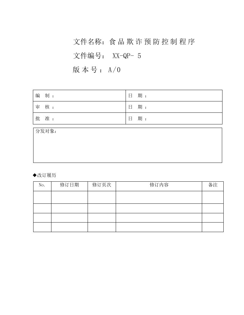 食品欺诈预防控制程序