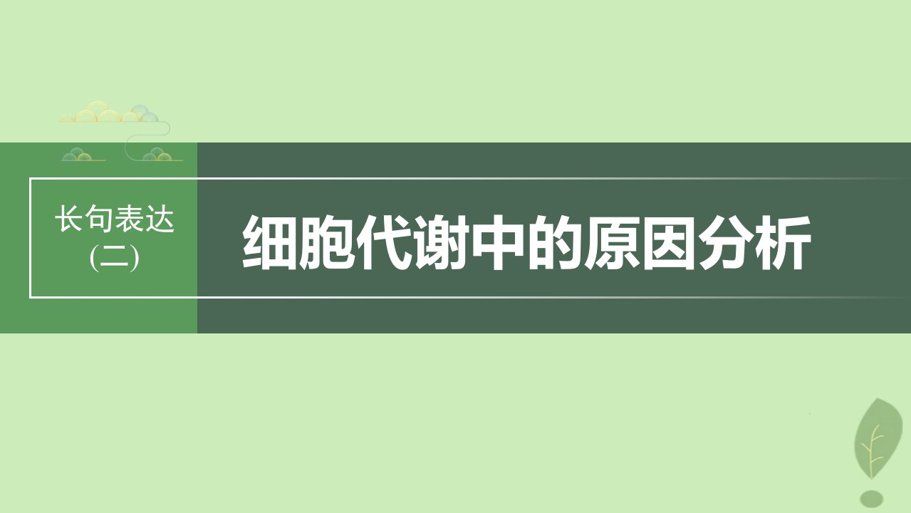 2024届高考生物一轮复习第三单元细胞的能量供应和利用长句表达二细胞代谢中的原因分析课件苏教版