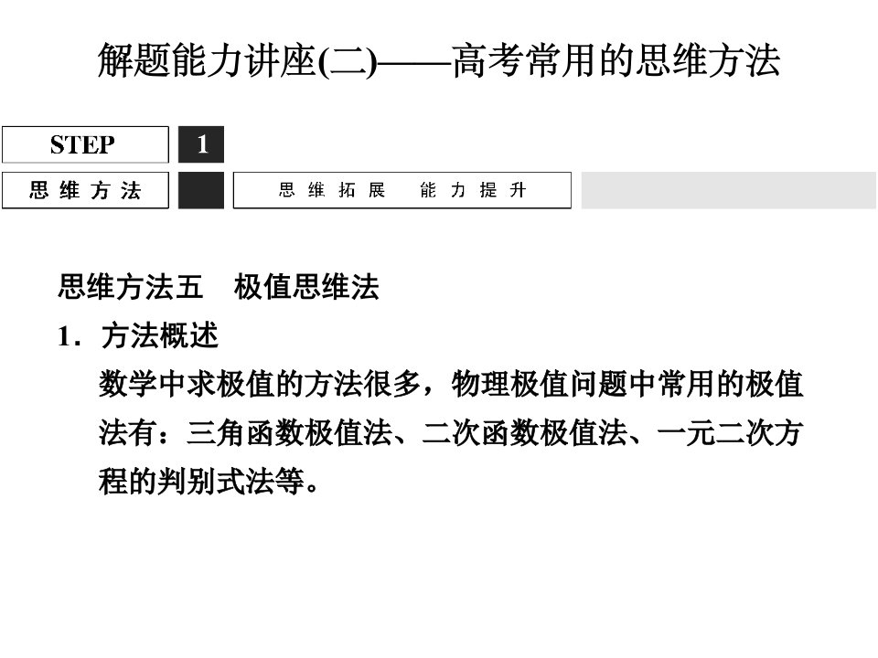 届高考物理一轮复习同步课件：解题能力讲座高考常用的思维方法张