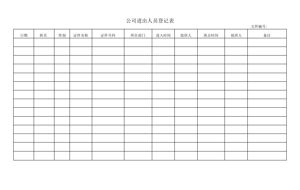 公司进出人员登记表