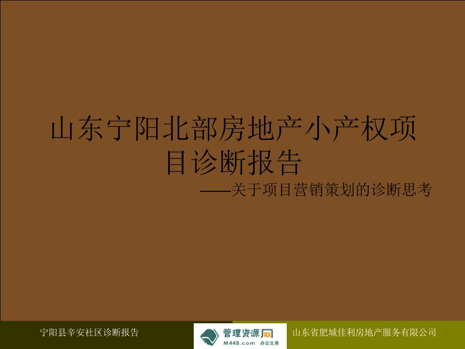 山东宁阳北部房地产小产权项目诊断报告(73页)-地产综合