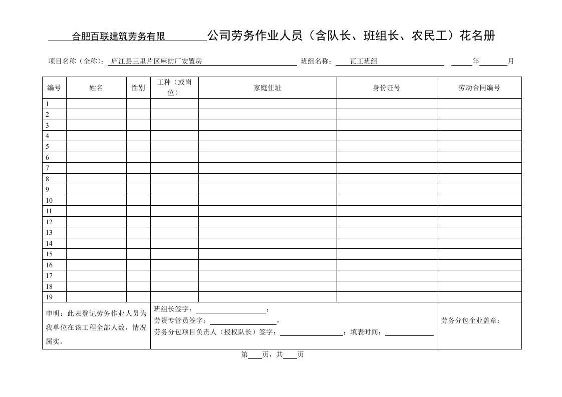 花名册、考勤表、工资表1