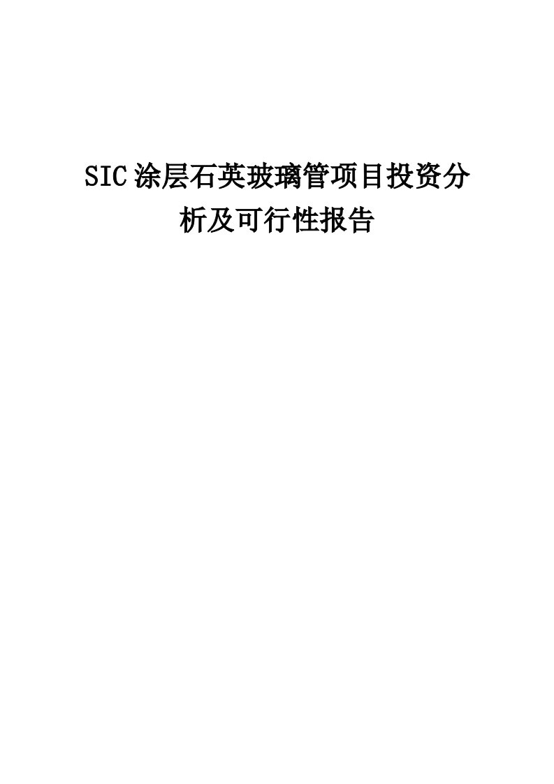 2024年SIC涂层石英玻璃管项目投资分析及可行性报告