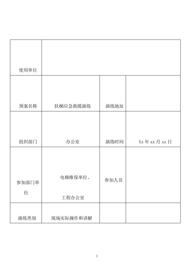 扶梯应急救援演练记录