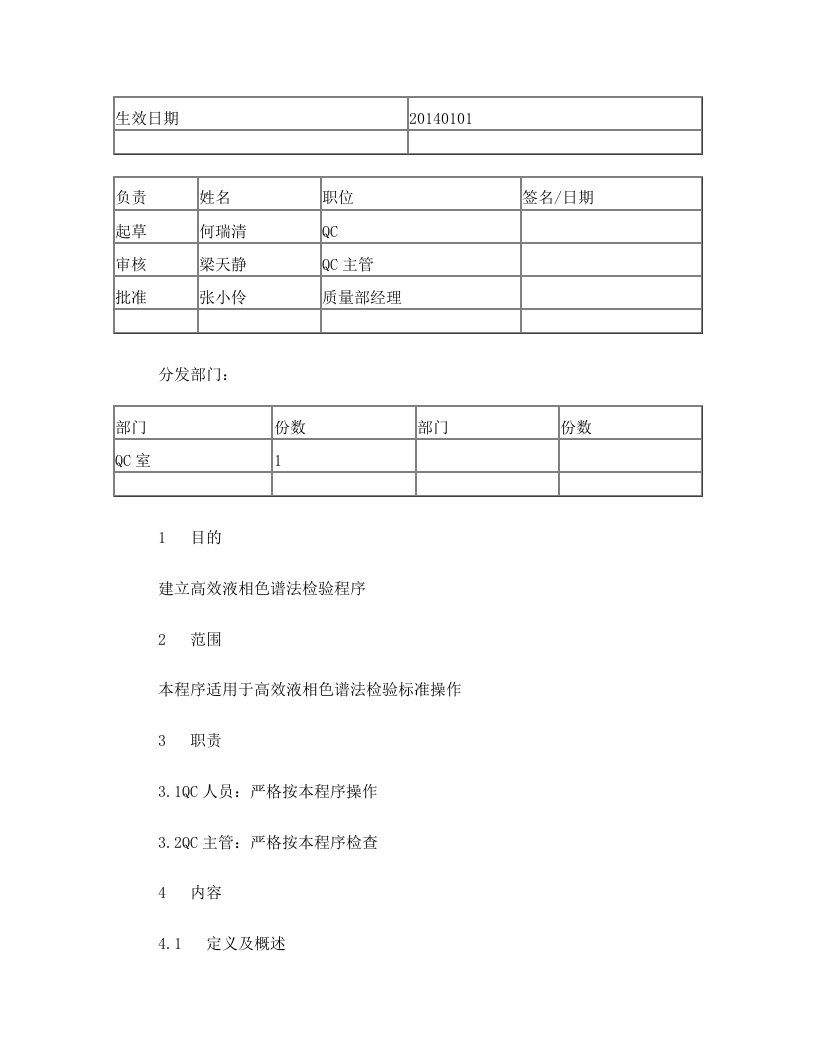 高效液相色谱法检验方法