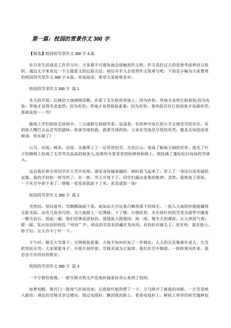 校园的雪景作文300字[样例5][修改版]