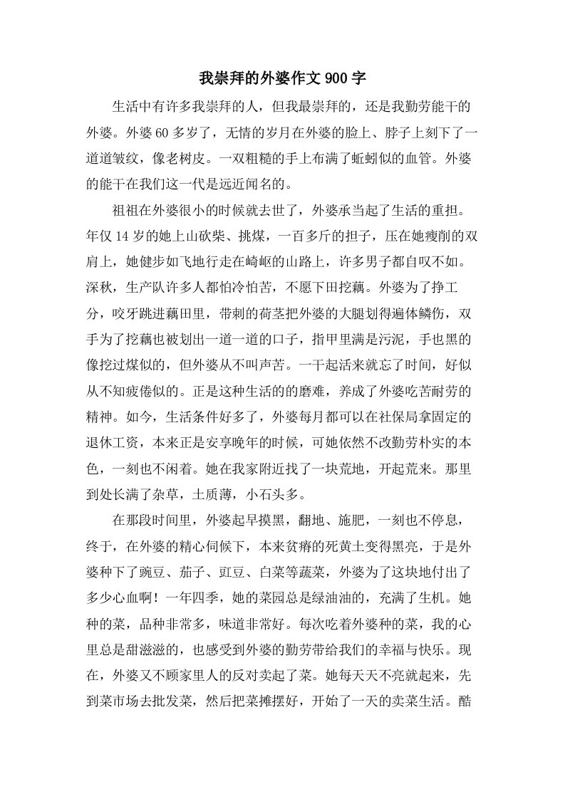 我崇拜的外婆作文900字