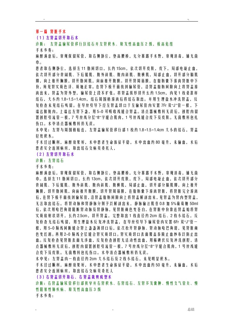 泌尿外科全新手术记录