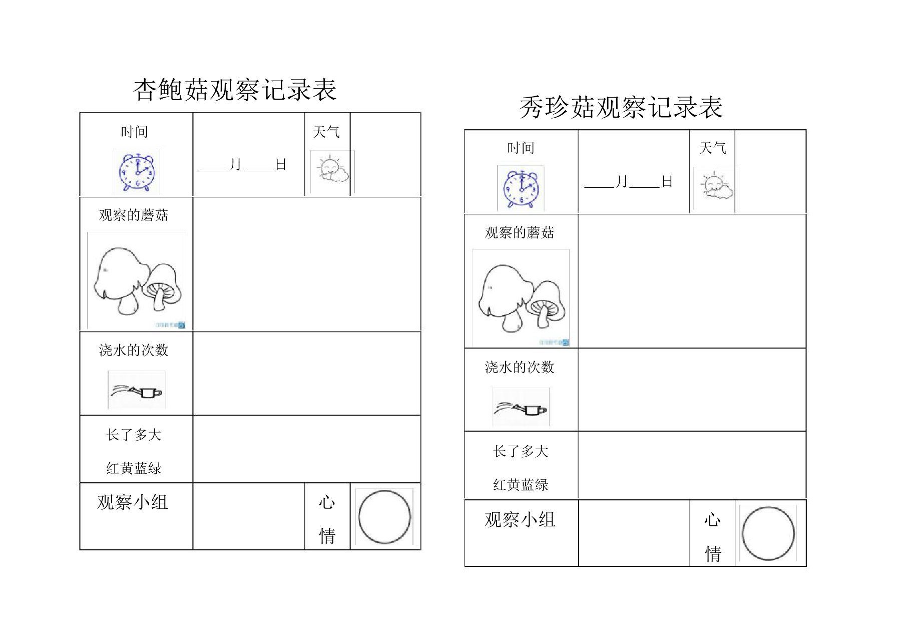 植物观察记录表