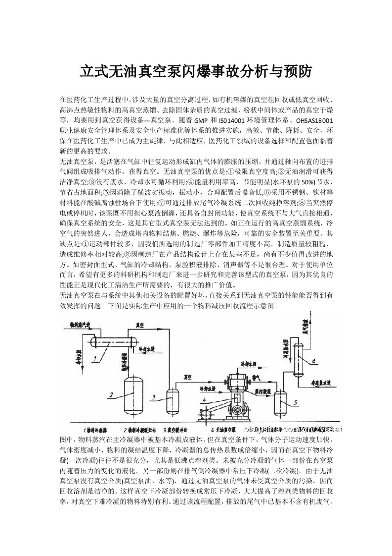 立式无油真空泵闪爆事故分析与预防