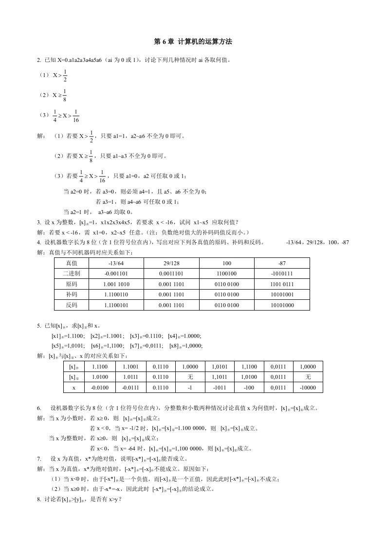 计算机组成原理第六章答案