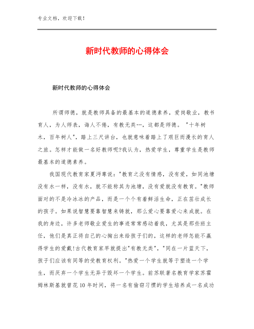 新时代教师的心得体会例文25篇