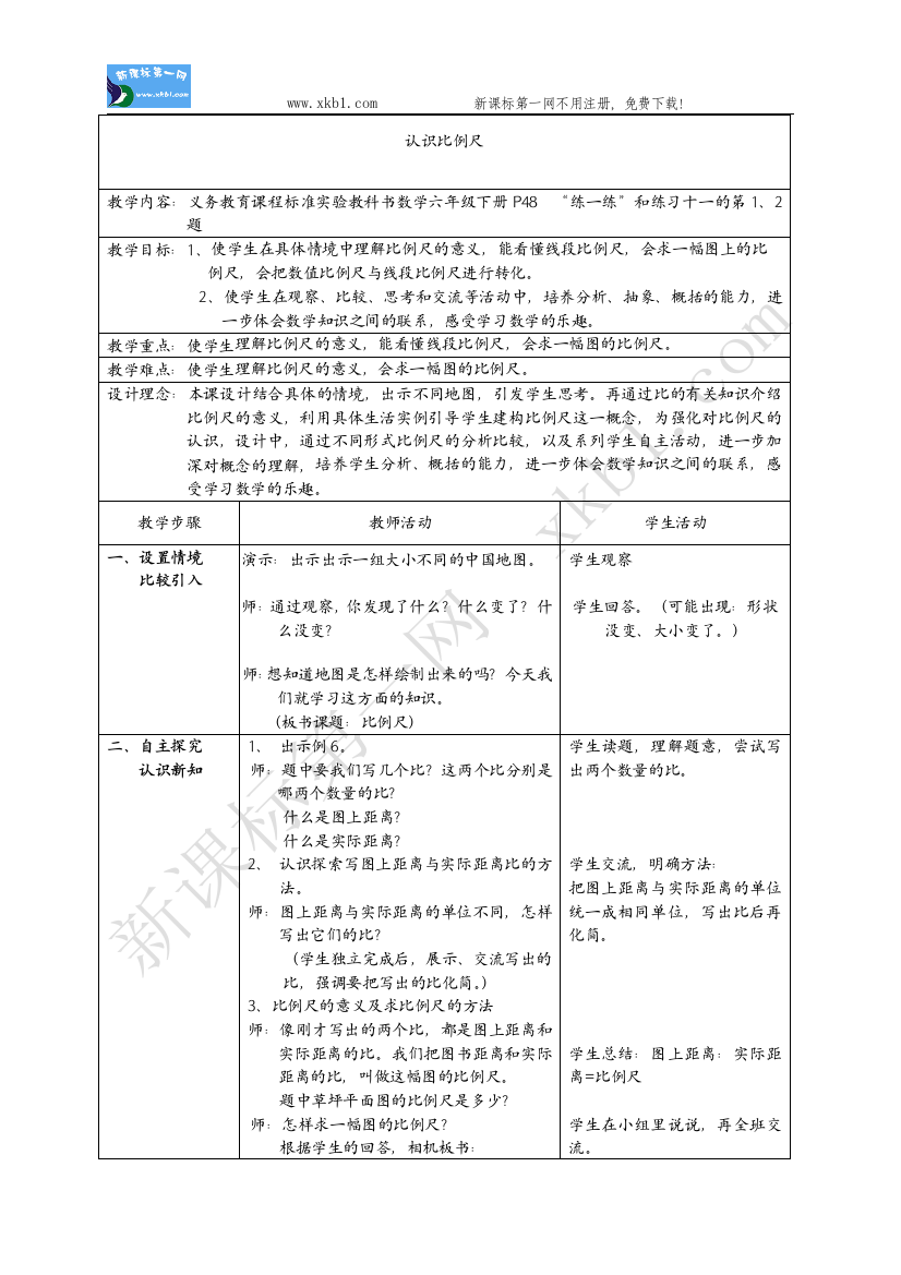 【小学中学教育精选】认识比例尺