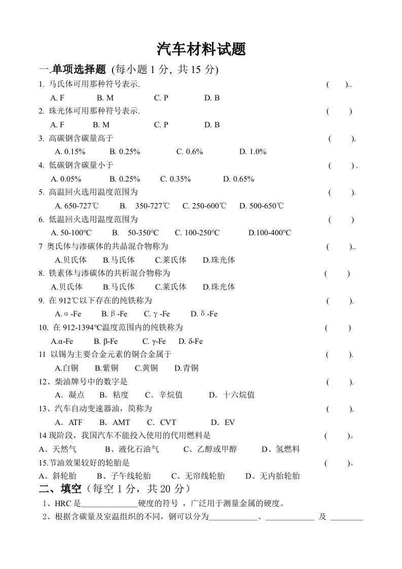 汽车材料