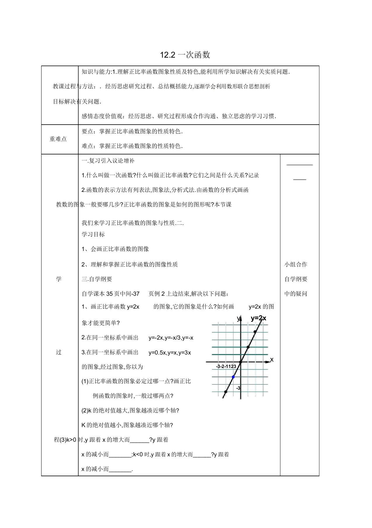 安徽省固镇县八年级数学上册122一次函数2教案沪科版