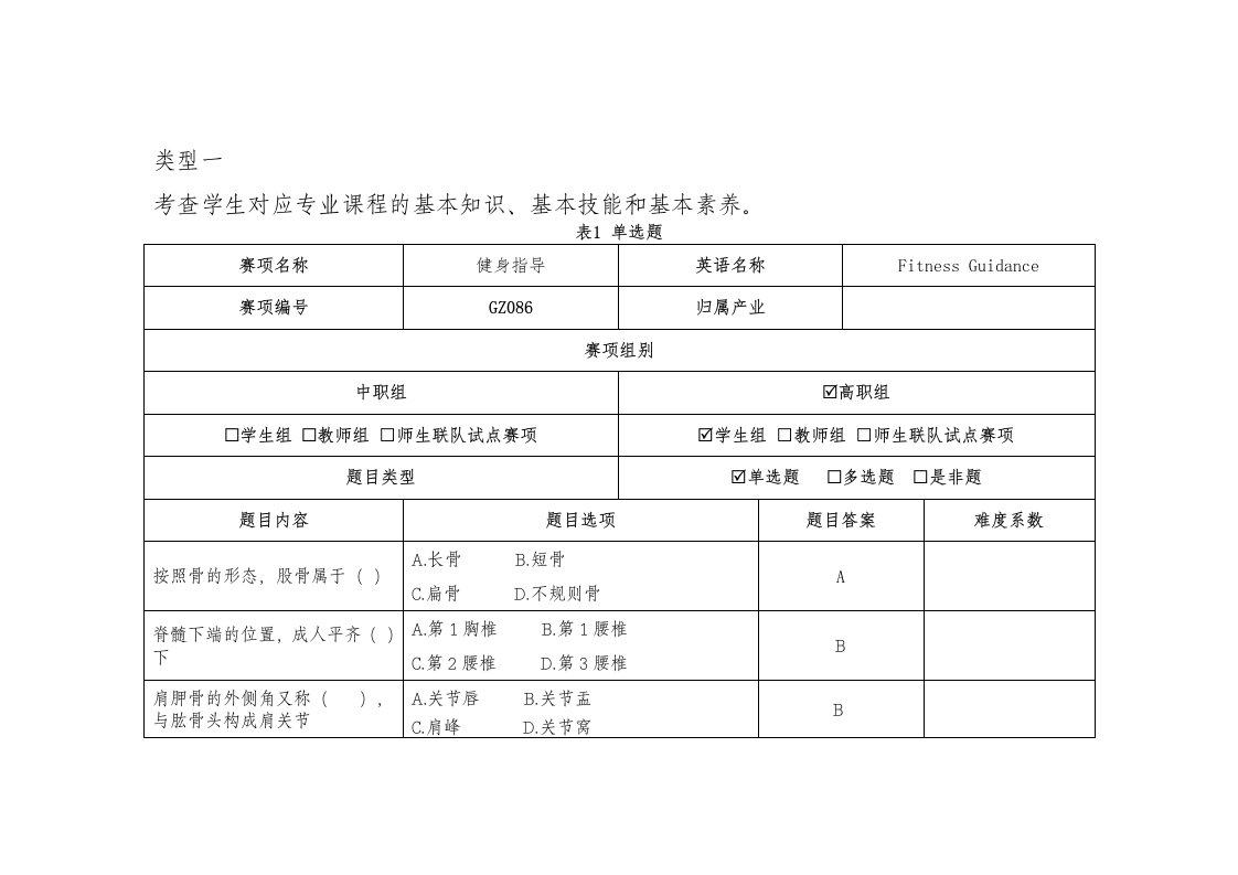 2023年河北省职业院校高职组健身指导赛项-GZ086