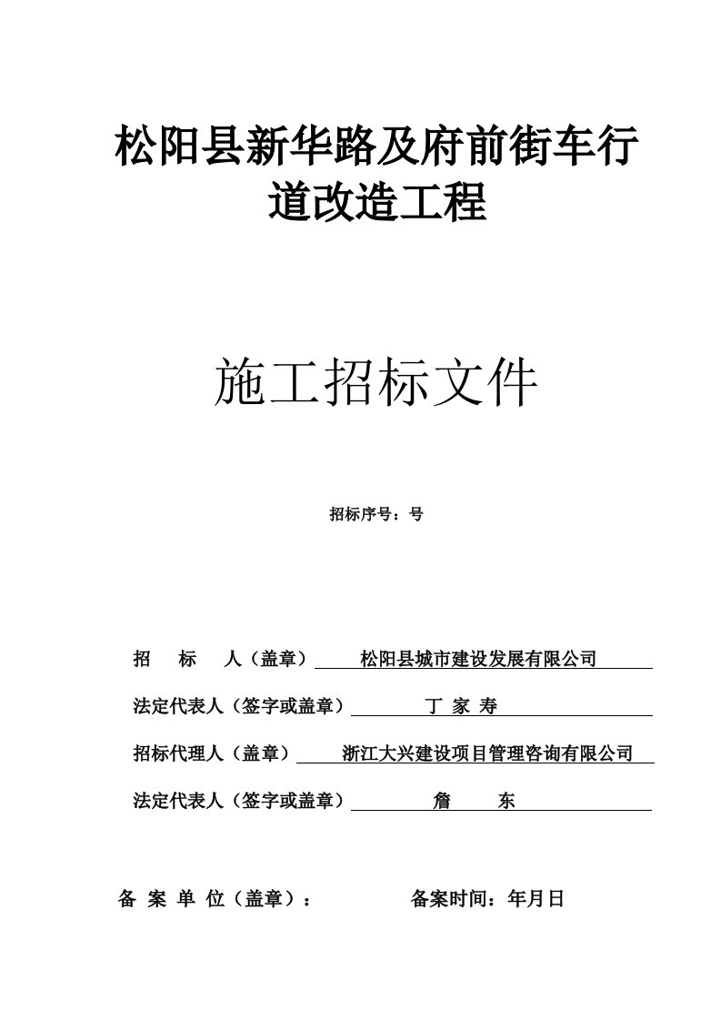 松阳县新华路及府前街车行道改造工程