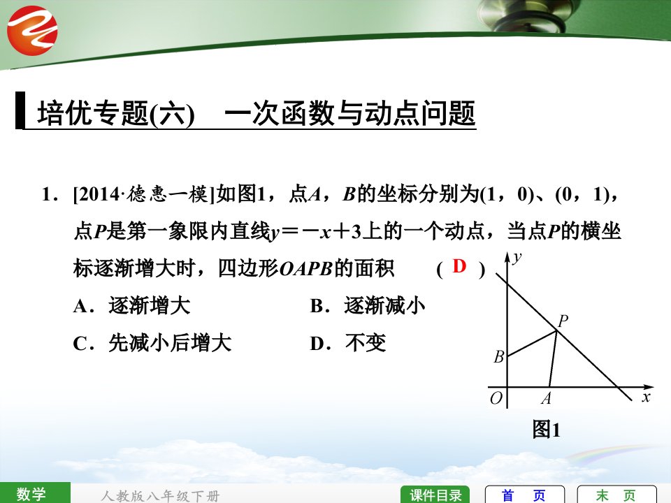 培优专题六一次函数与动点问题