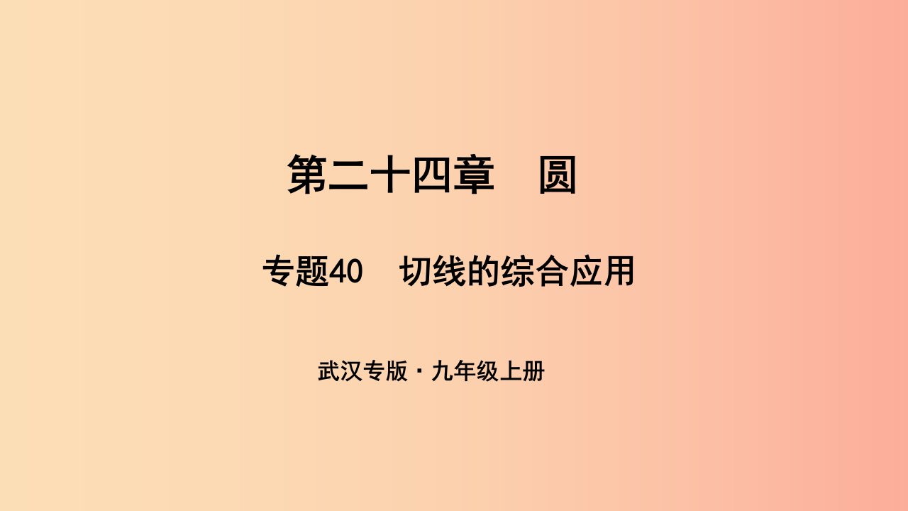 （武汉专版）2019年秋九年级数学上册