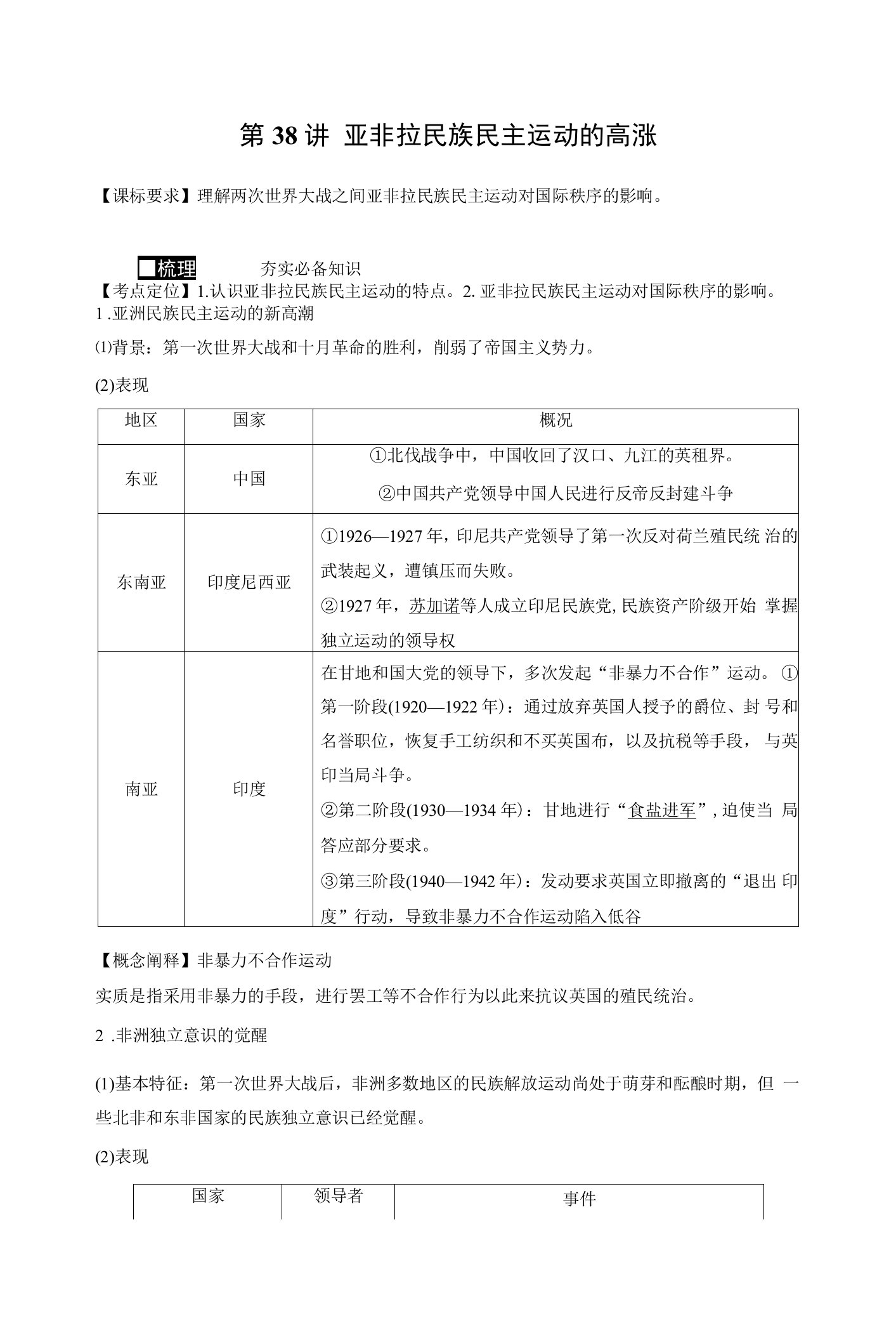 历史教案板块五世界现代史第十二单元第38讲亚非拉民族民主运动的高涨.docx