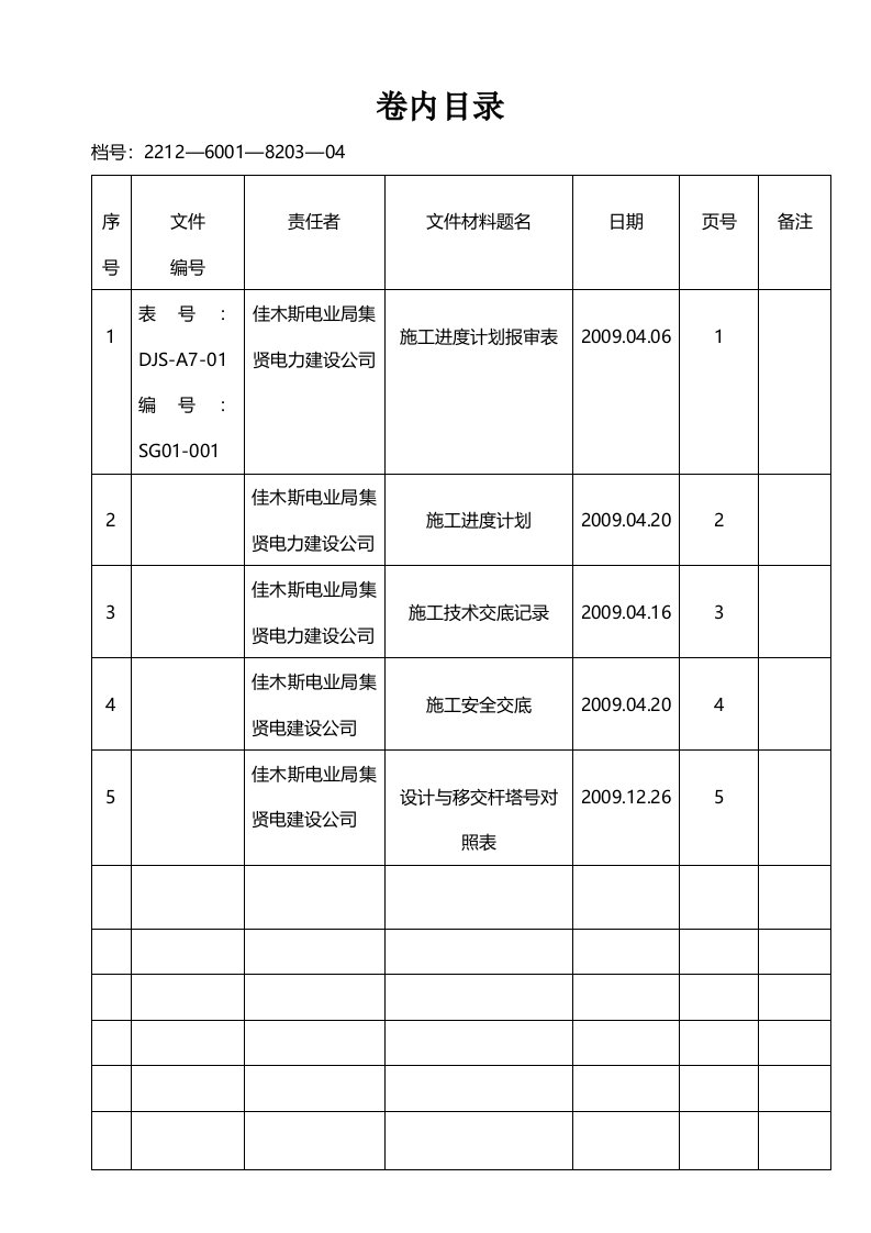 施工进度计划及技术交底记录