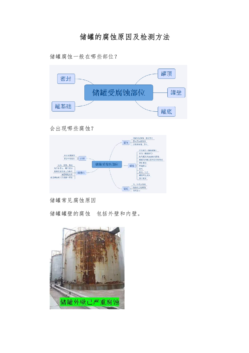 储罐的腐蚀原因及检测方法