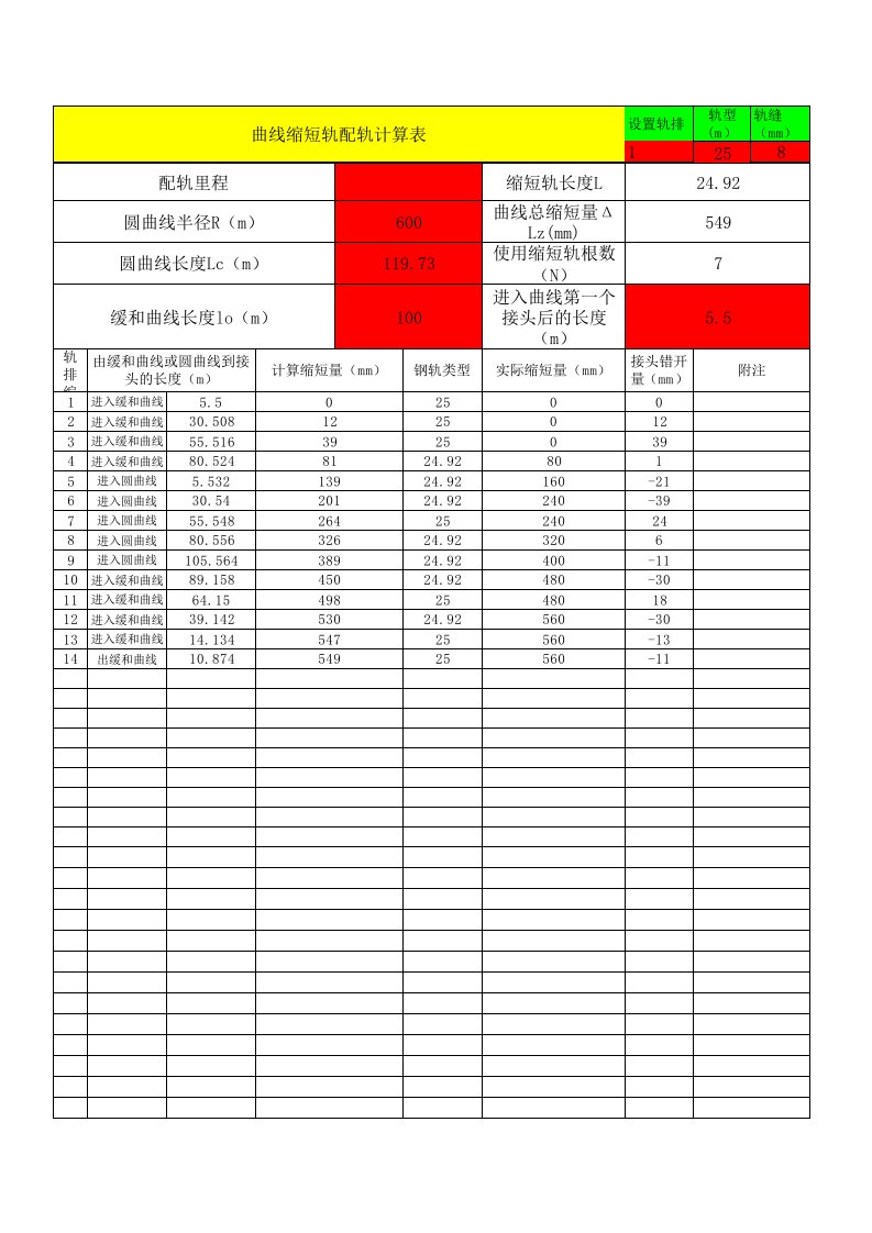 缩短轨及配轨计算程序(修改后)