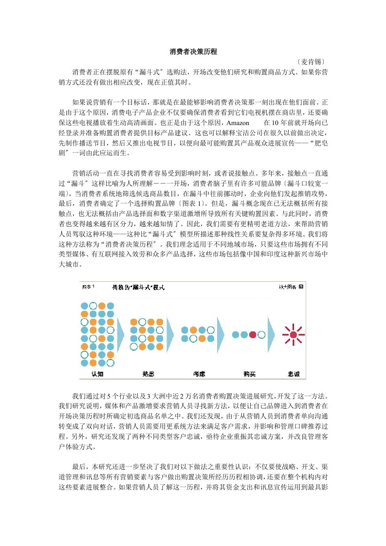 消费者的决策历程(麦肯锡)