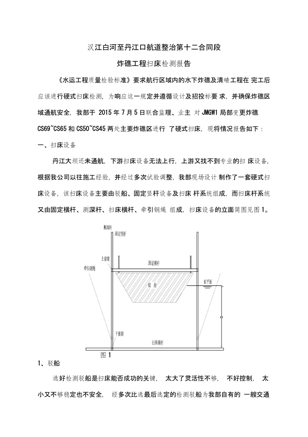 航道整治炸礁工程扫床检测报告