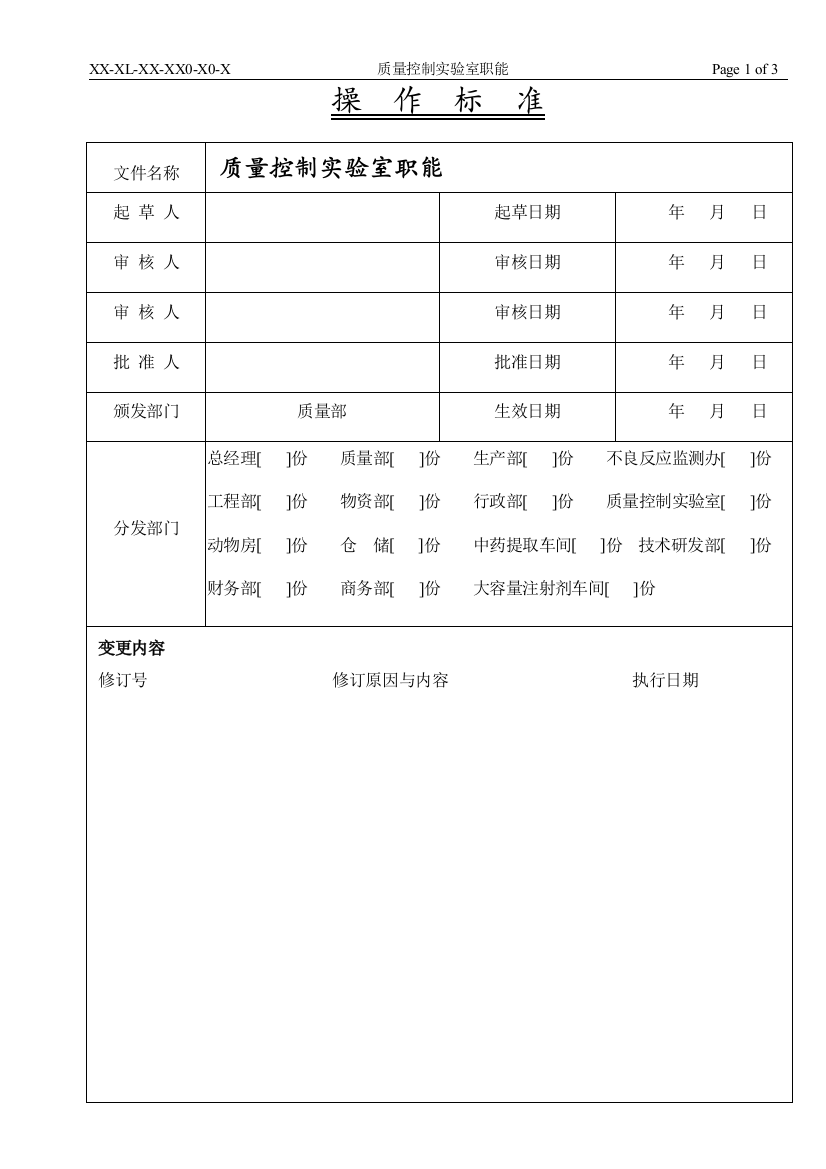 质量控制实验室职能