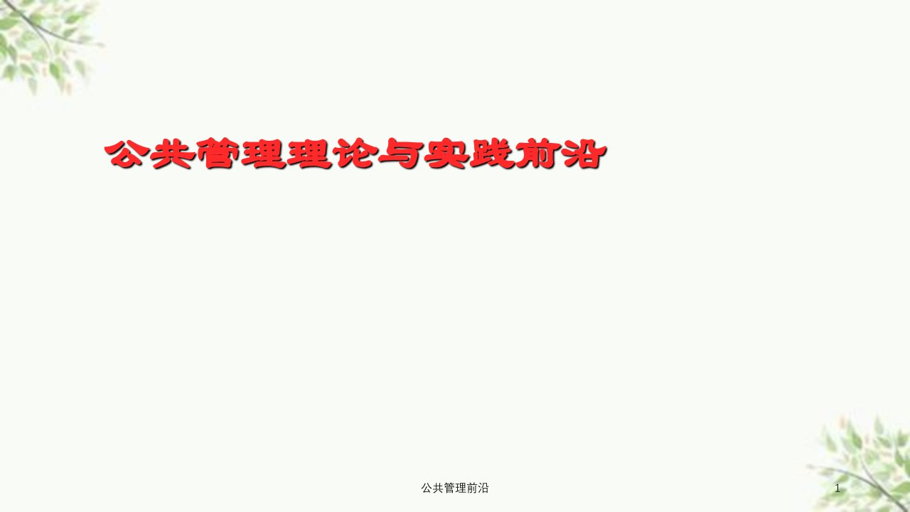 公共管理前沿课件