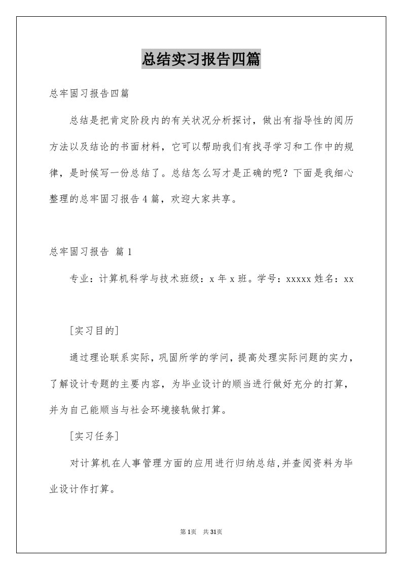 总结实习报告四篇例文2