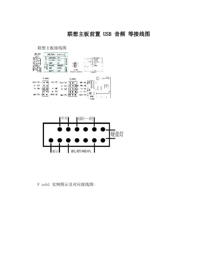 联想主板前置+USB+音频+等接线图