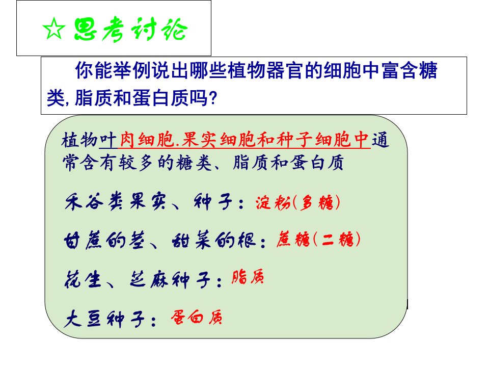 生物必修一实验：检测生物组织中的糖类-脂肪和蛋白质