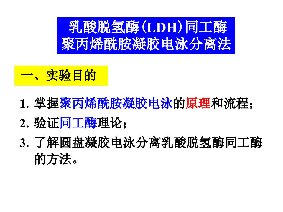 生物化学试验：乳酸脱氢酶(LDH)同工酶聚丙烯酰胺凝胶电泳分离法