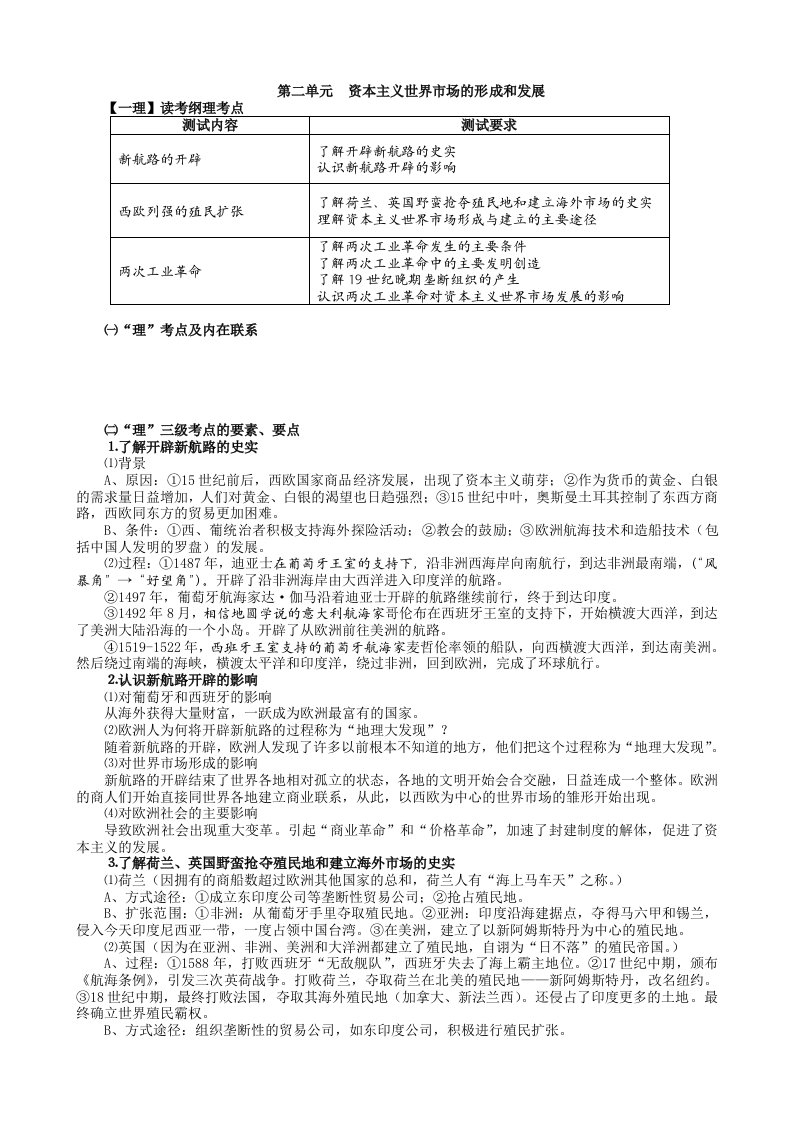 人教版高二学业水平测试必修二第二单元学案