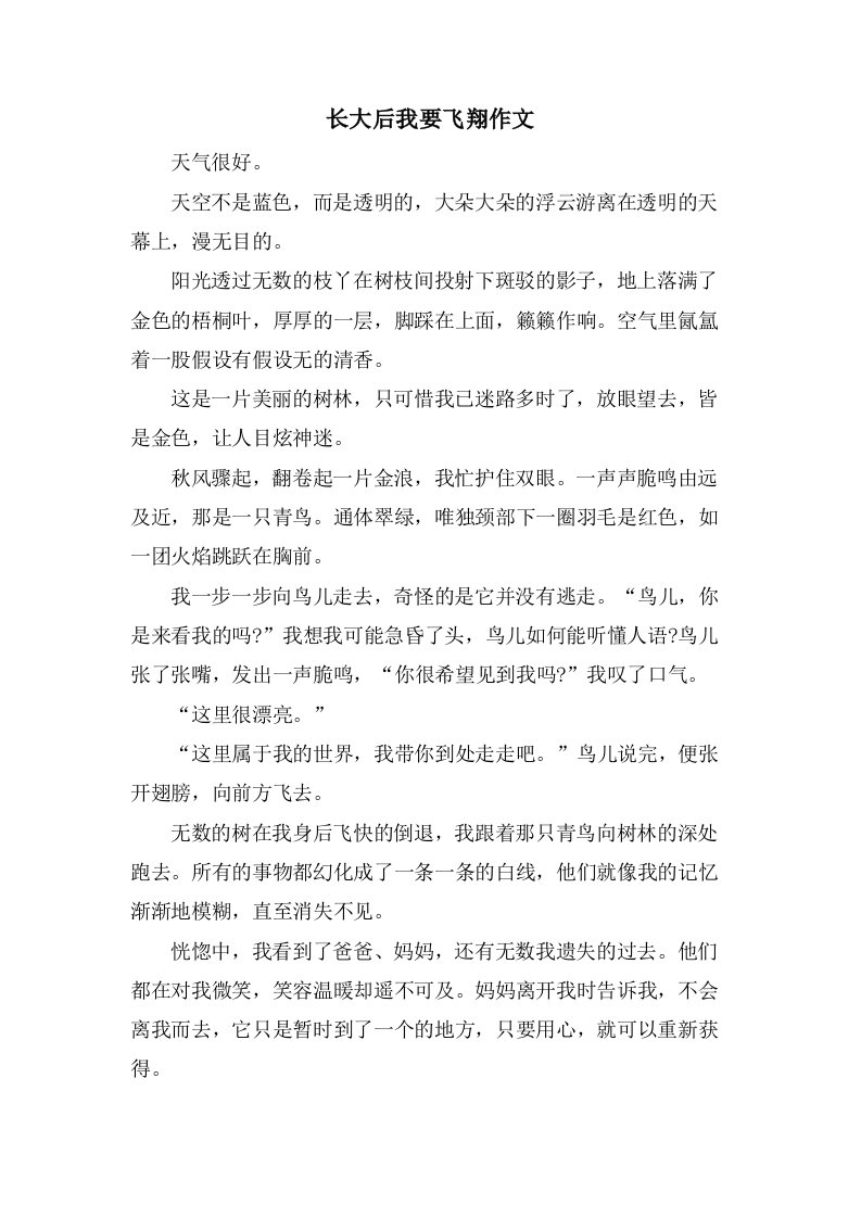 长大后我要飞翔作文