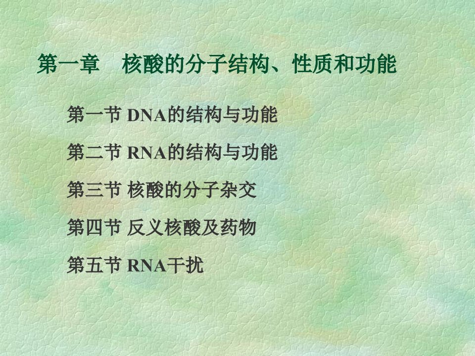 遗传物质的分子结构、性质和功能