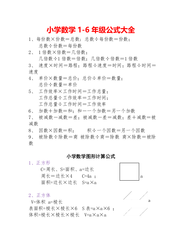 小学数学年级公式大全书籍