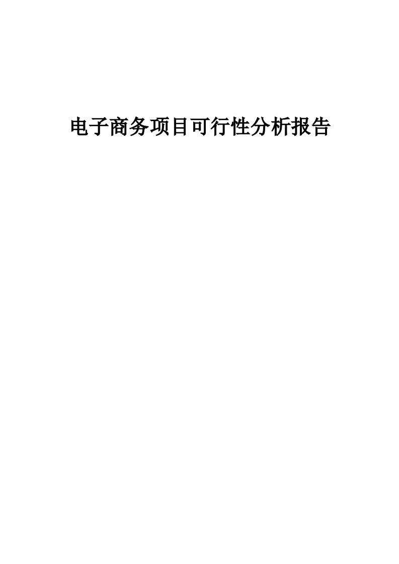 2024年电子商务项目可行性分析报告