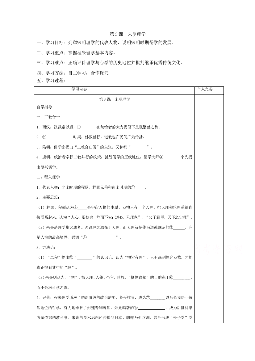 2015年高二历史学案：第3课