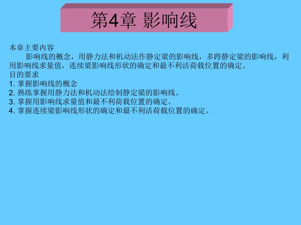 多跨静定梁的影响线,利用影响线求量值,连续梁影响线形