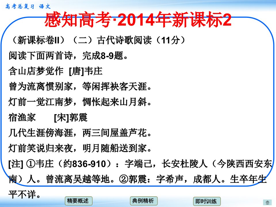 34评价诗歌的思想内容和作者的观点态度考点一概括诗歌主旨人教版