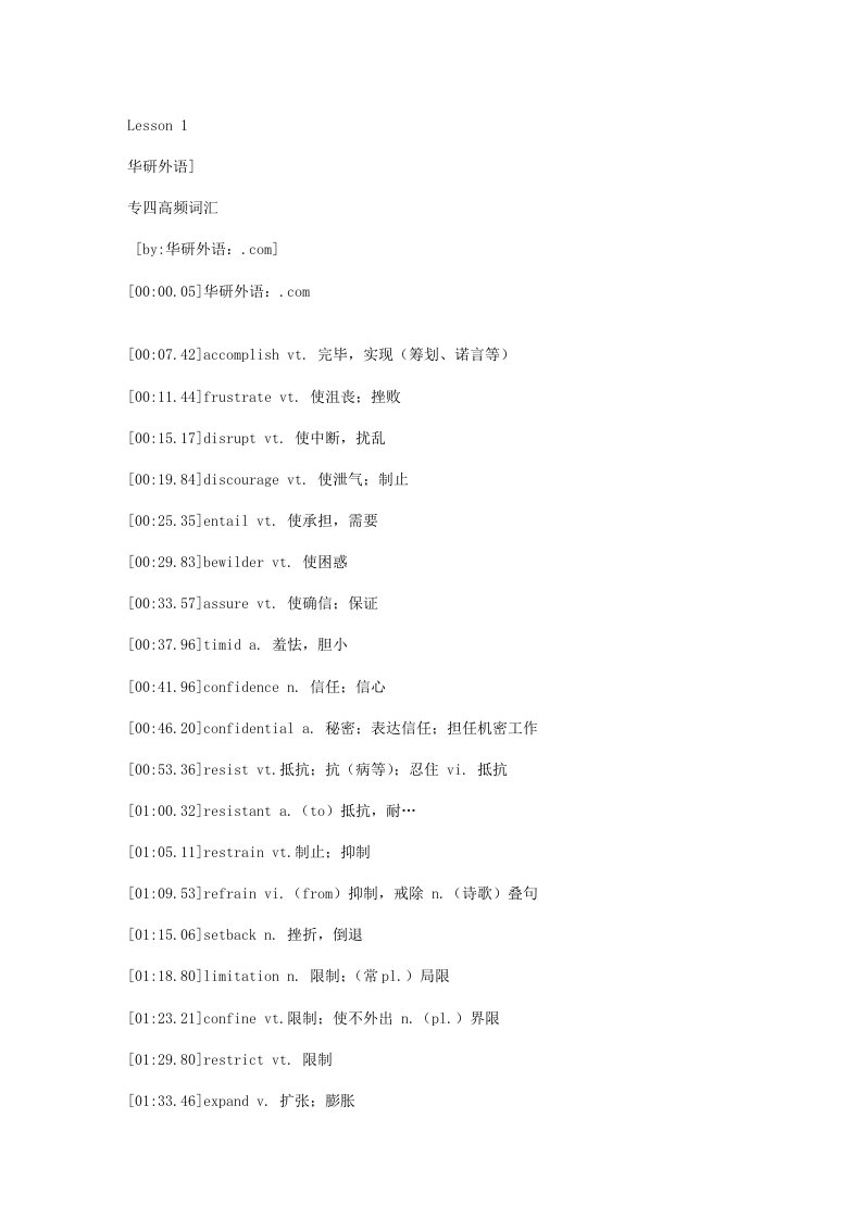 2021年专四高频词汇