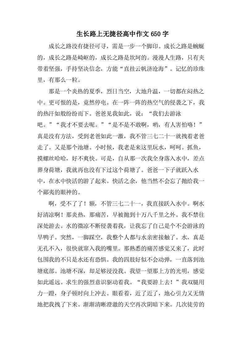 生长路上无捷径高中作文650字