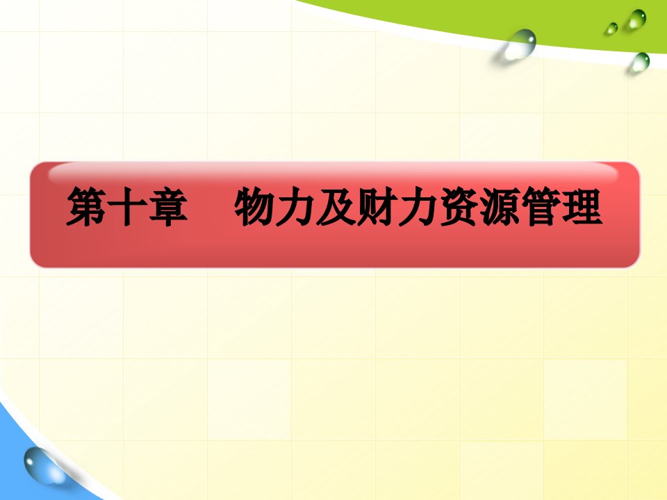 第十章物力及财力资源管理资料